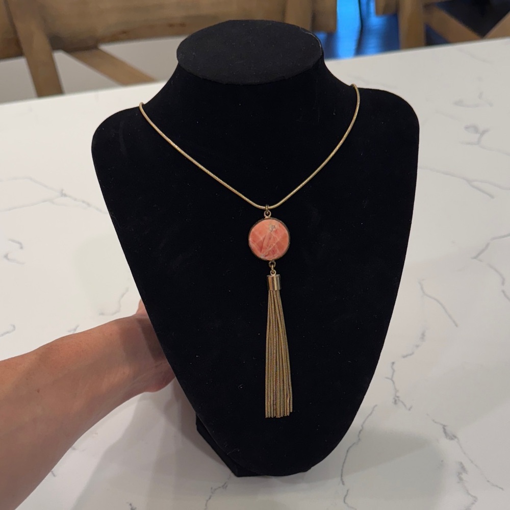 LOFT gold pendant tassel necklace